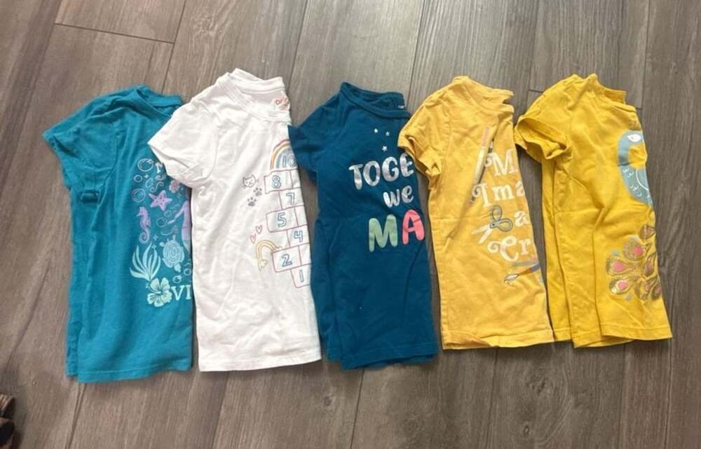 Lot of 5 Girls Short Sleeve T-Shirts Assorted Brands and Designs Size 5